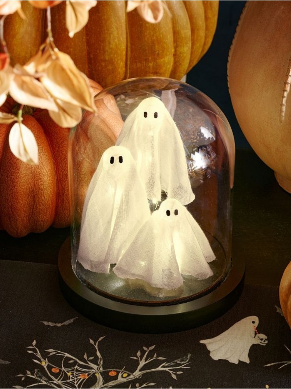 Pottery Barn Lit Ghost Cloche Dome in White